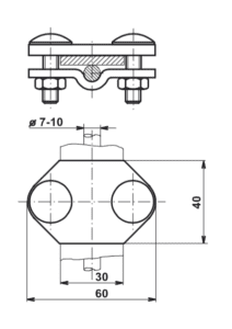 Złącze kontrolne ocynkowane 2xM8 bednarka-drut