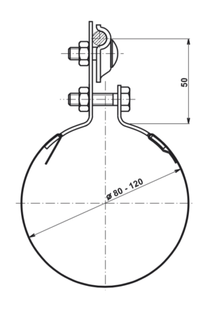 Obejma na rynnę do fi 120mm nierdzewna - obrazek 2